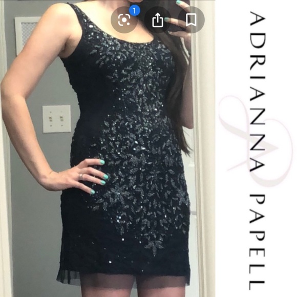 Adrianna Papell Scoop neck sequin sheath cocktail dress - Picture 4 of 14